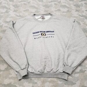 VTG Eastern Oregon University Sweatshirt Mens XL Gray Crew Neck Embroidered